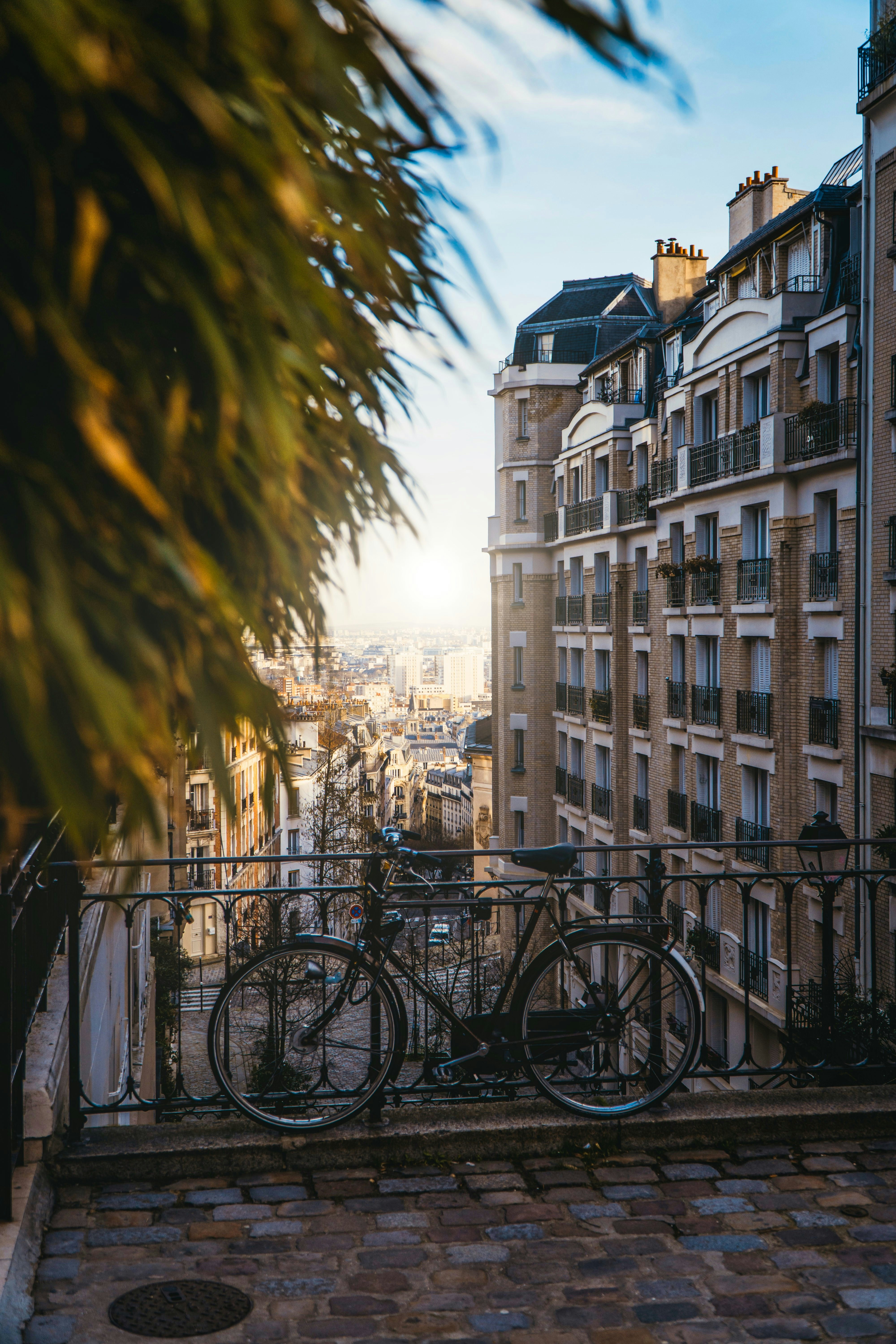 black bicycle parked beside black metal fence during daytime