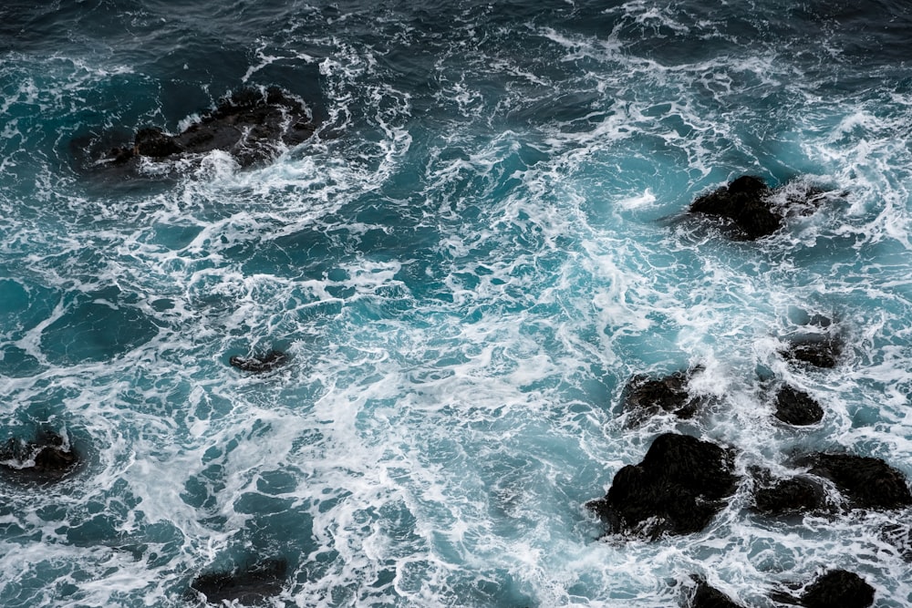 aerial view of ocean waves