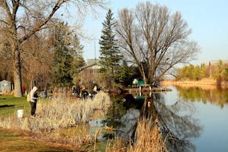 Neighbors enjoying a quiet afternoon fishing by the lake in Horseshoe Bend.