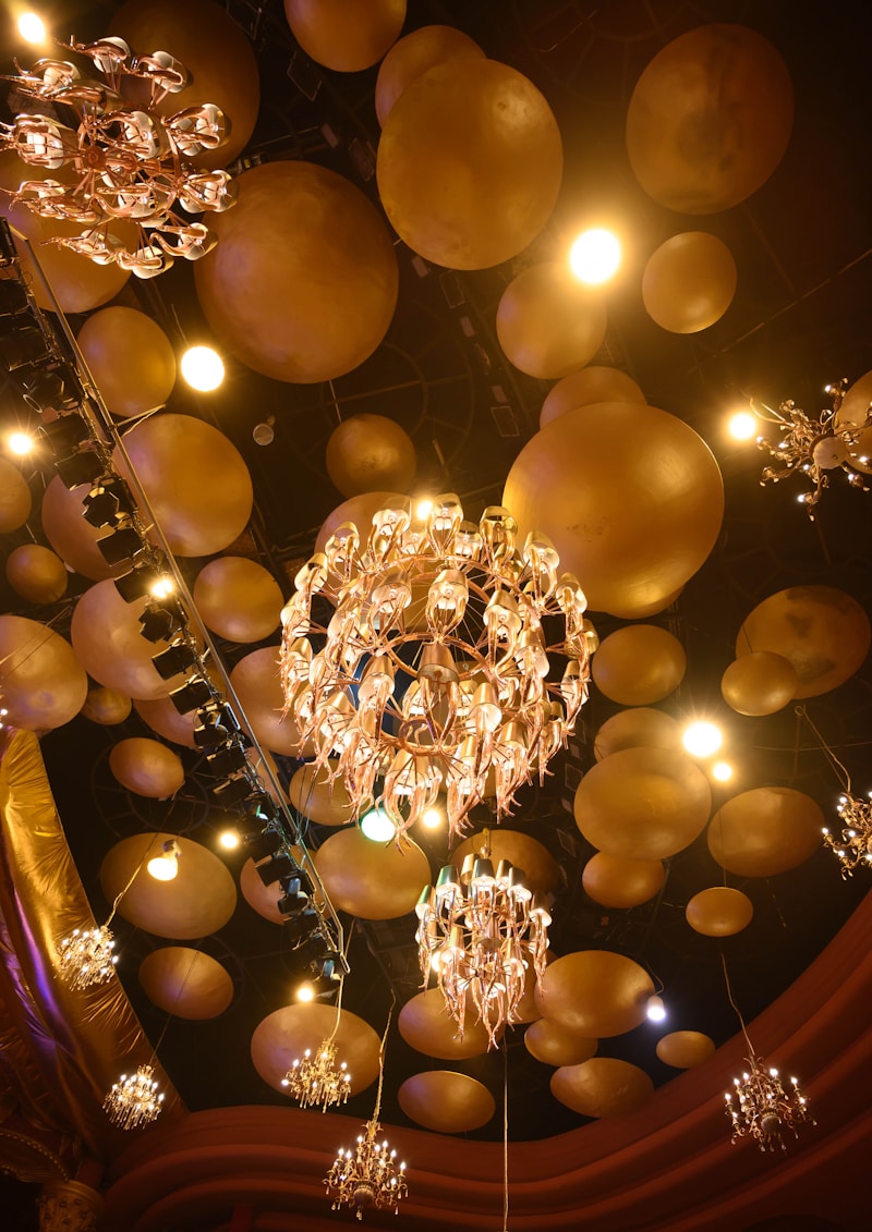 Golden ceiling chandeliers