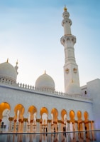 The stunning architecture of the Sheikh Zayed Grand Mosque.