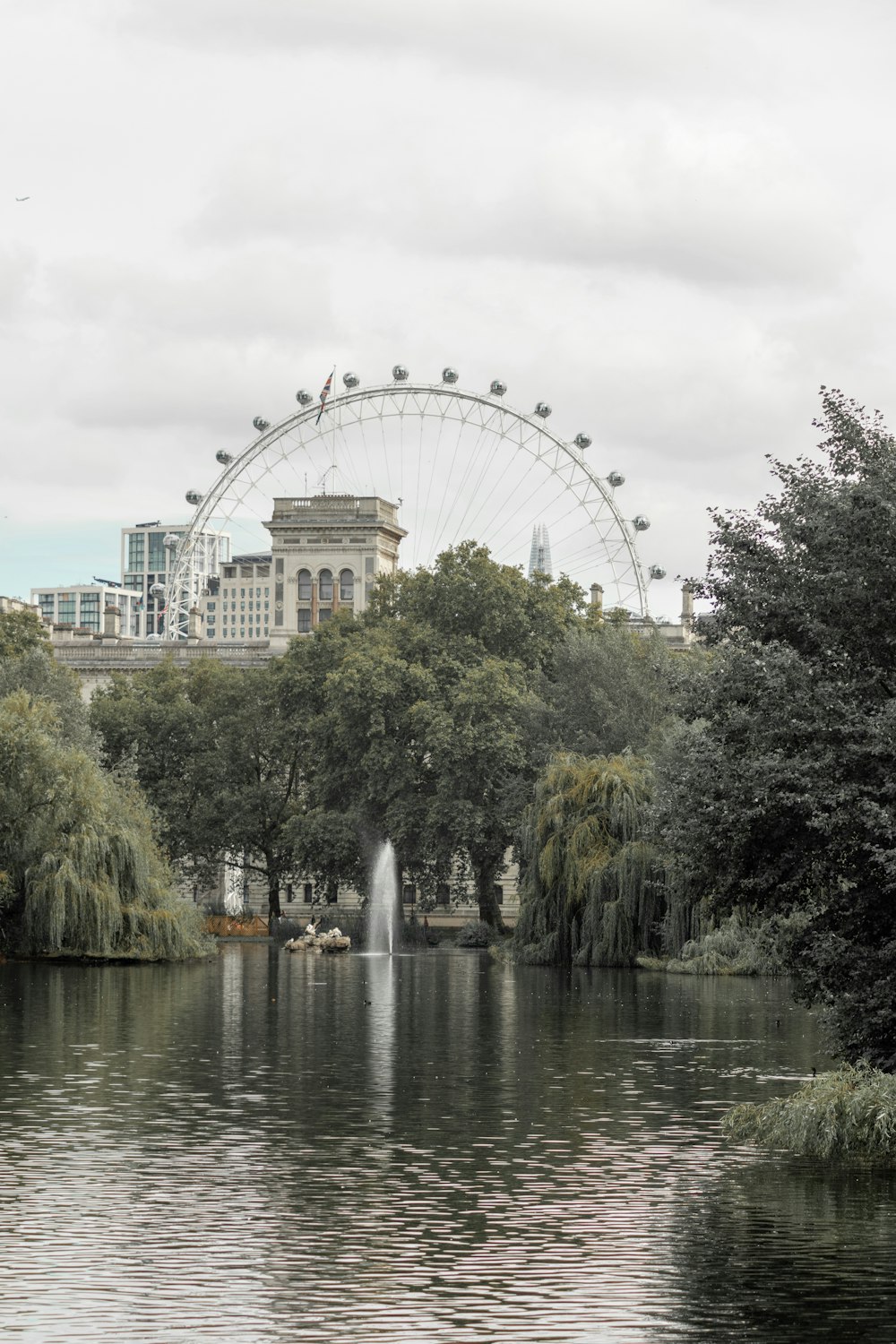 white ferris wheel near body of water during daytime