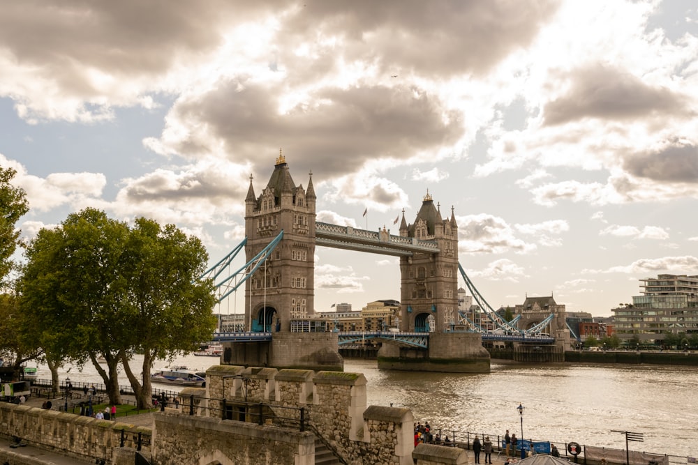 people walking on bridge under cloudy sky during daytime