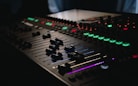 black and green audio mixer