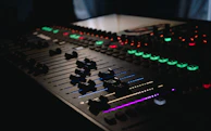 black and green audio mixer