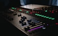 black and green audio mixer