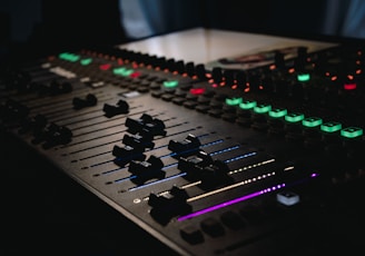 black and green audio mixer