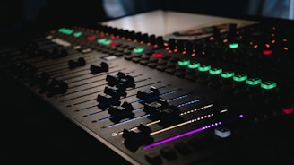 black and green audio mixer