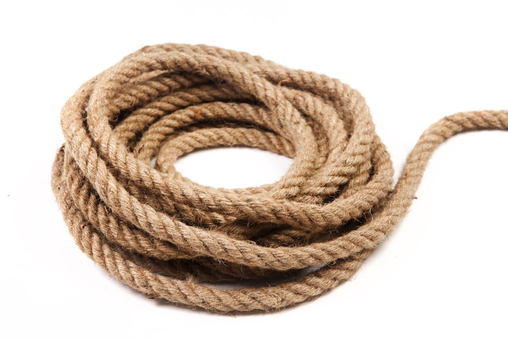 brown rope on white background