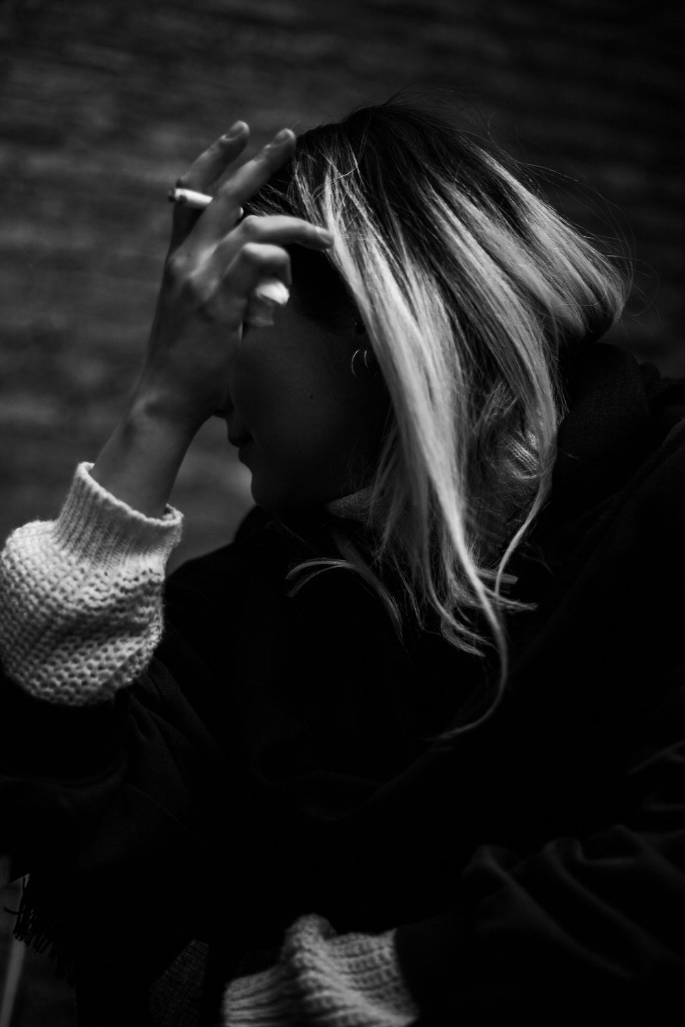 woman in white knit sweater