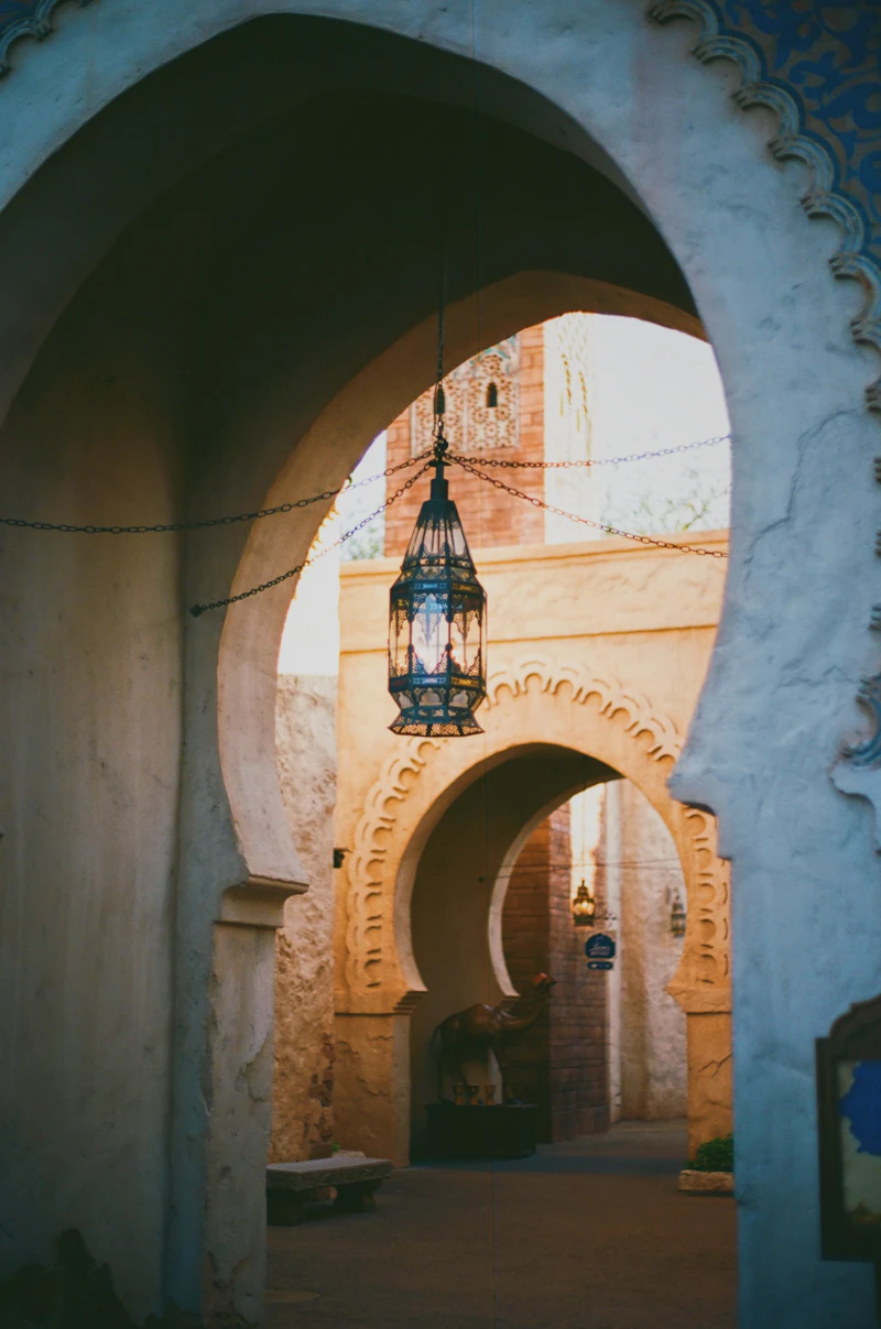 Carved wooden arch doorway