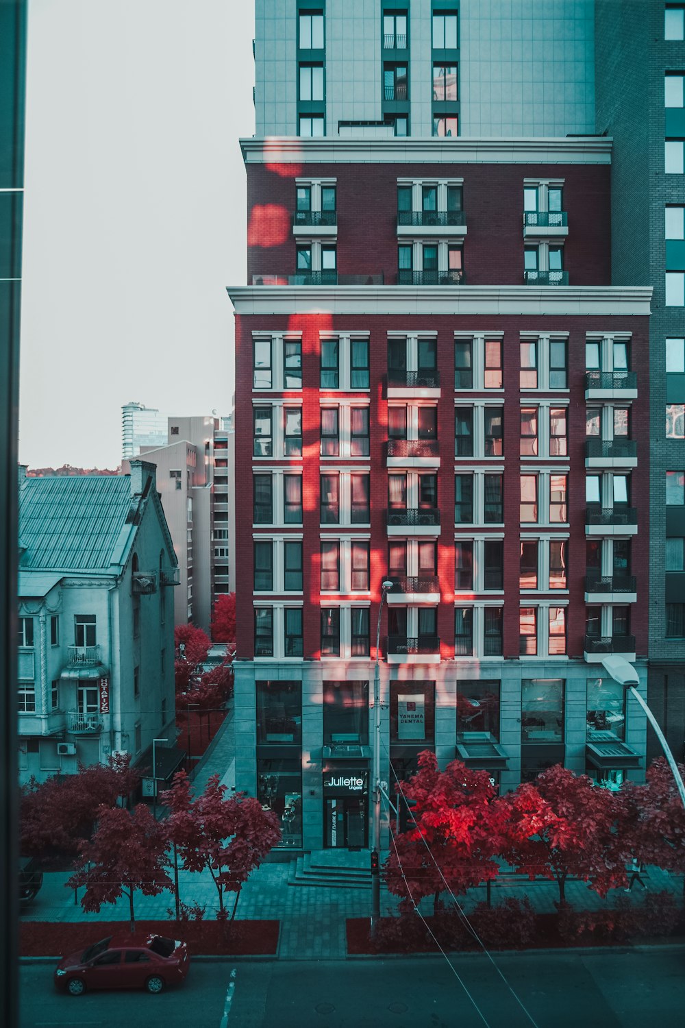 red and white concrete building