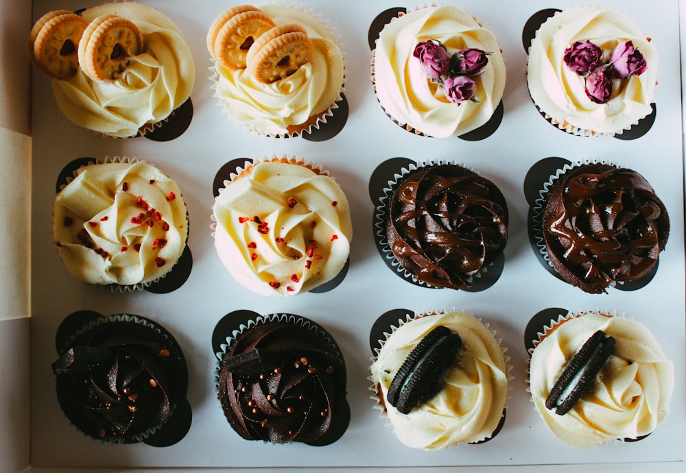 cupcakes on white ceramic plates