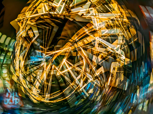 A swirling vortex of neon colors blending into a pixelated dreamscape with floating eyes and melting clocks.