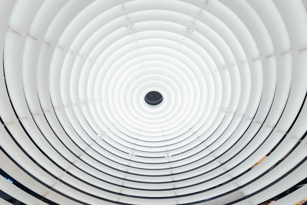 white round ceiling with light