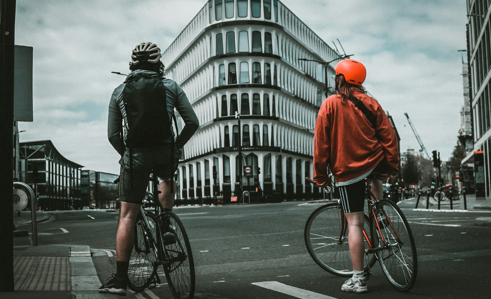 Two cyclists in London, UK