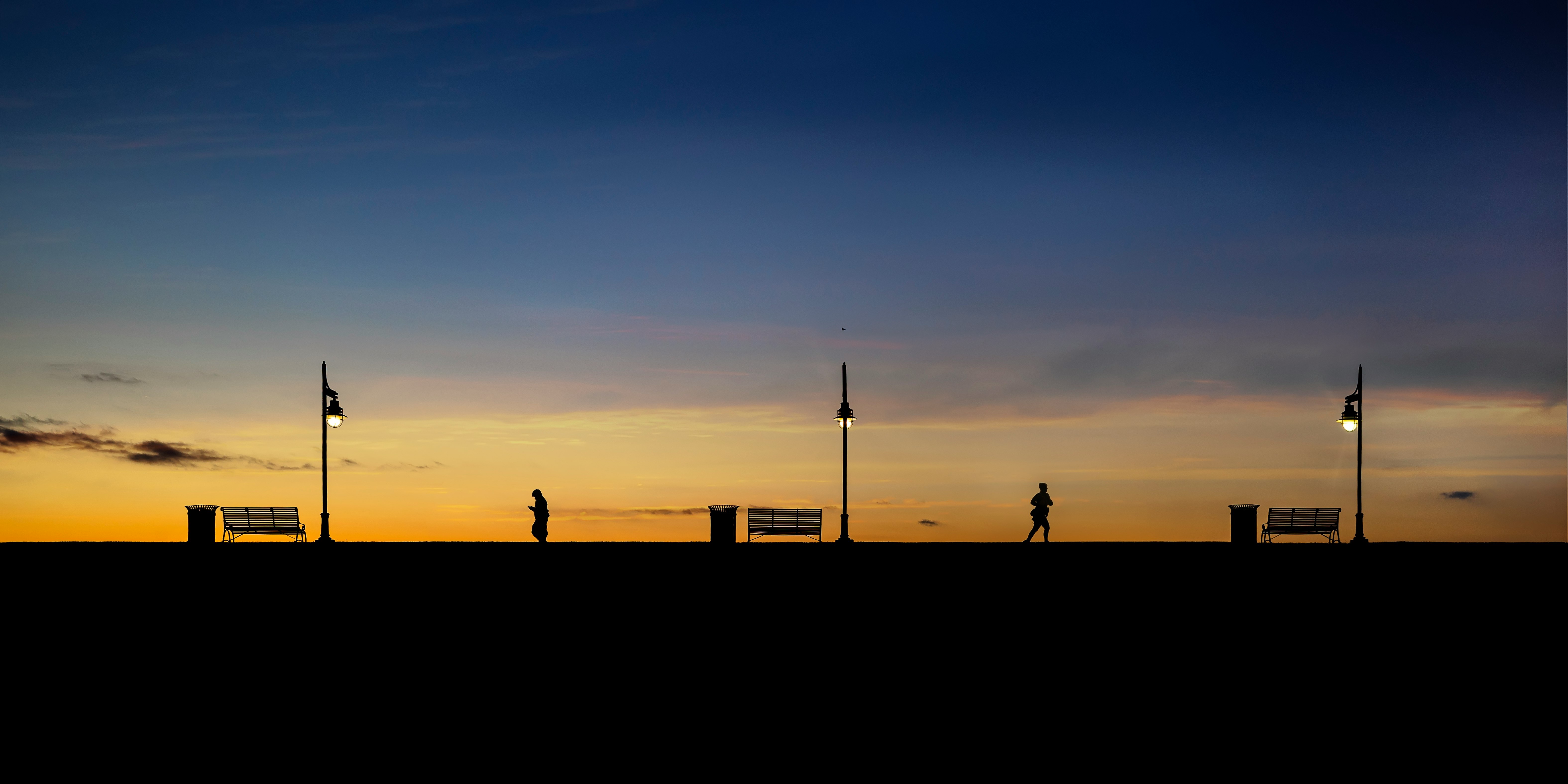 silhouette of people standing on field during sunset