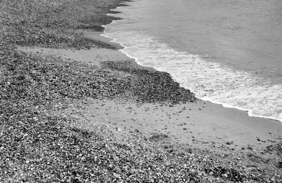 grayscale photo of body of water