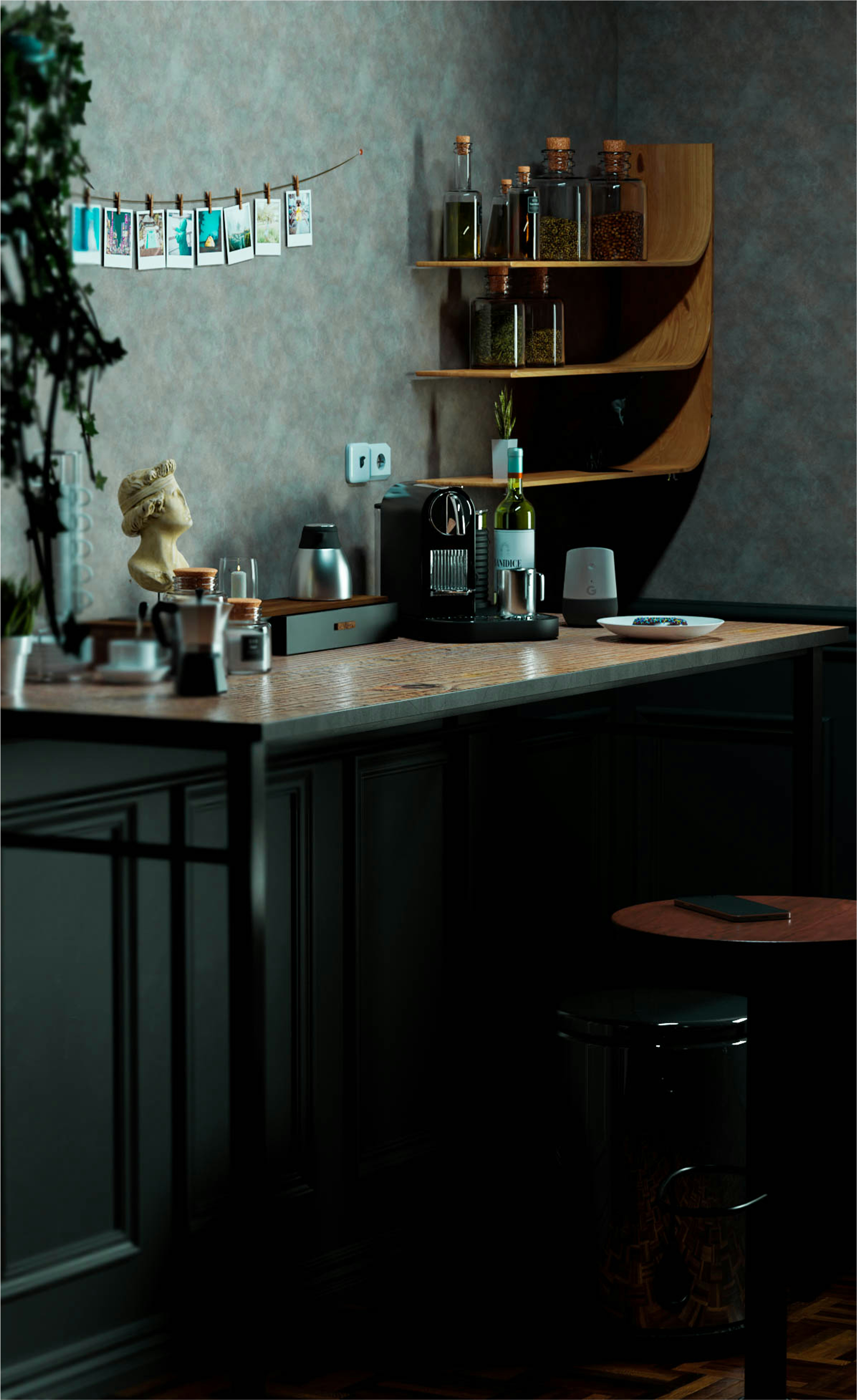 black and white ceramic mug on brown wooden table