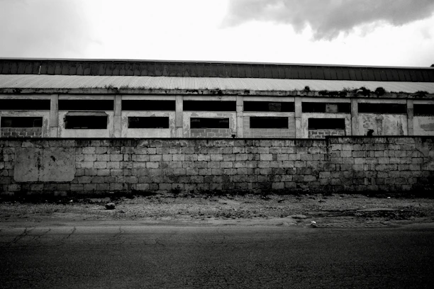 Historic black-and-white photo of the original Wolong Diamond Factory exterior.