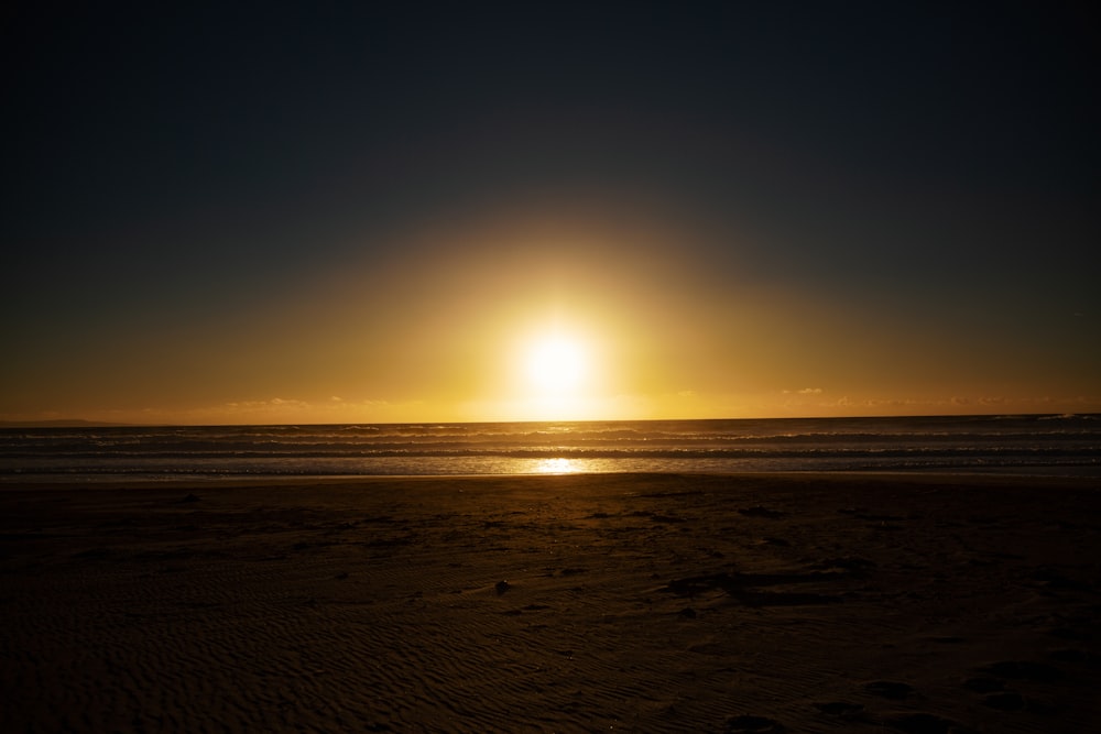 sunset over the sea and beach