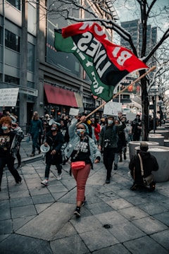 A group of workers participating in a national march.