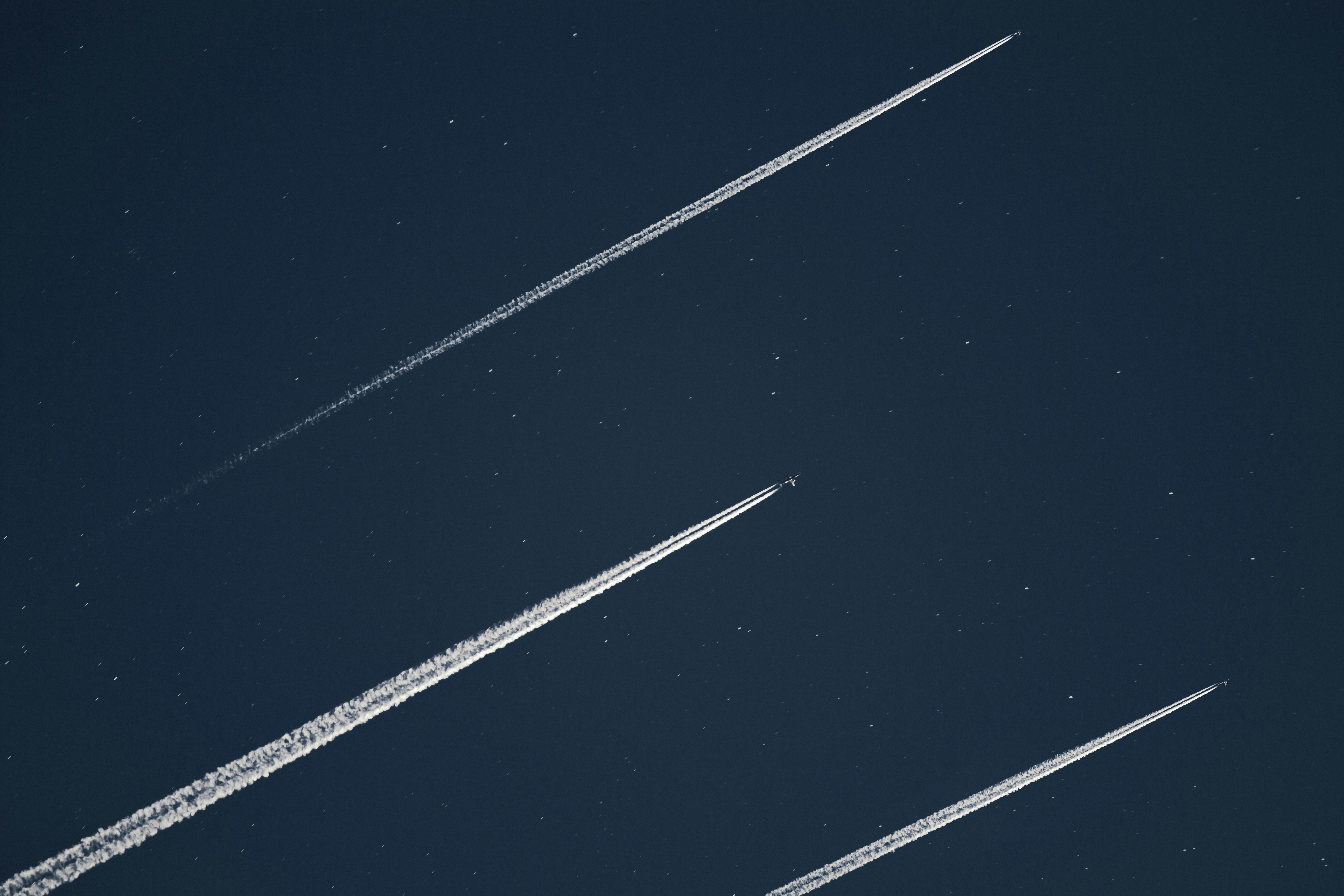 Passenger airplanes in the sky