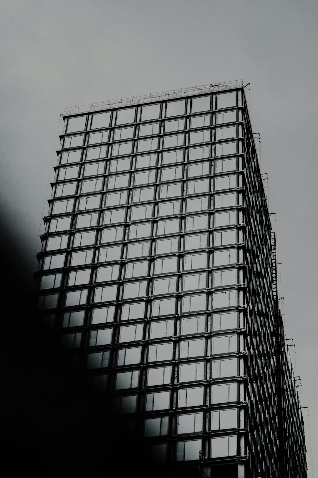 black and white glass building