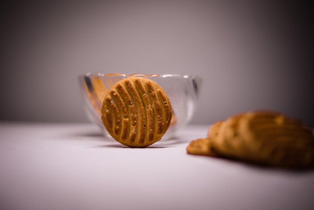 brown waffle on white table