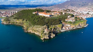 aerial view of city on mountain during daytime