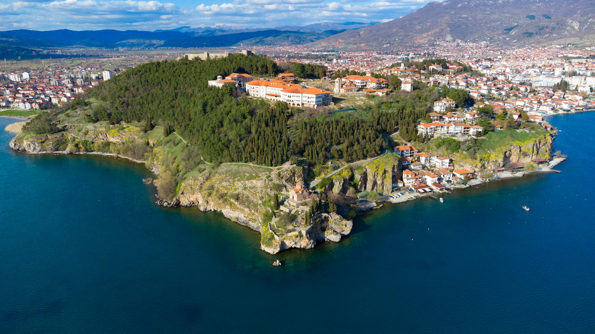 aerial view of city on mountain during daytime