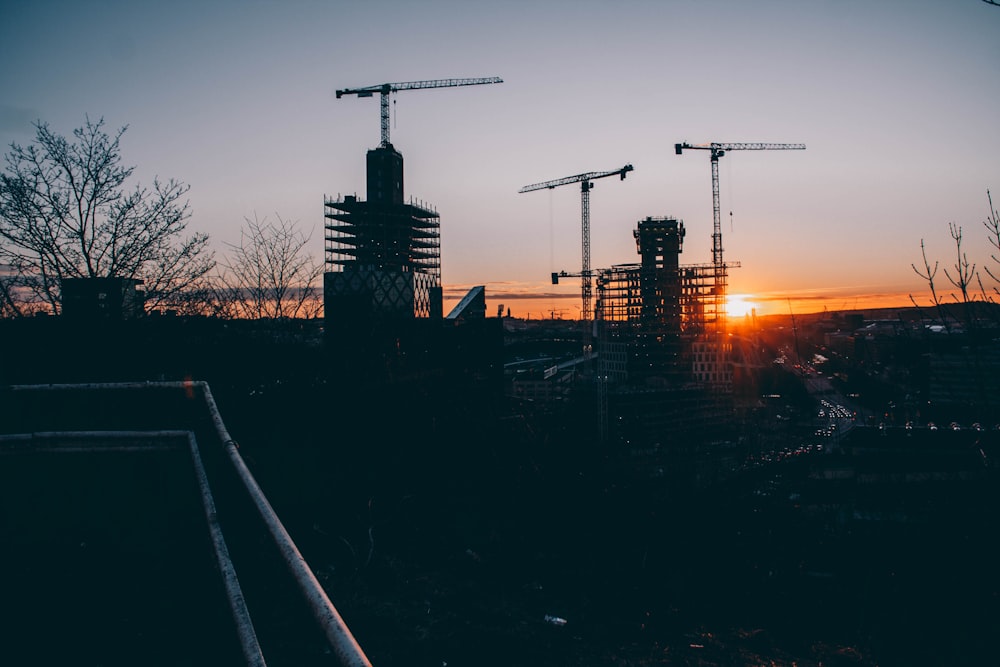 silhouette of building during sunset