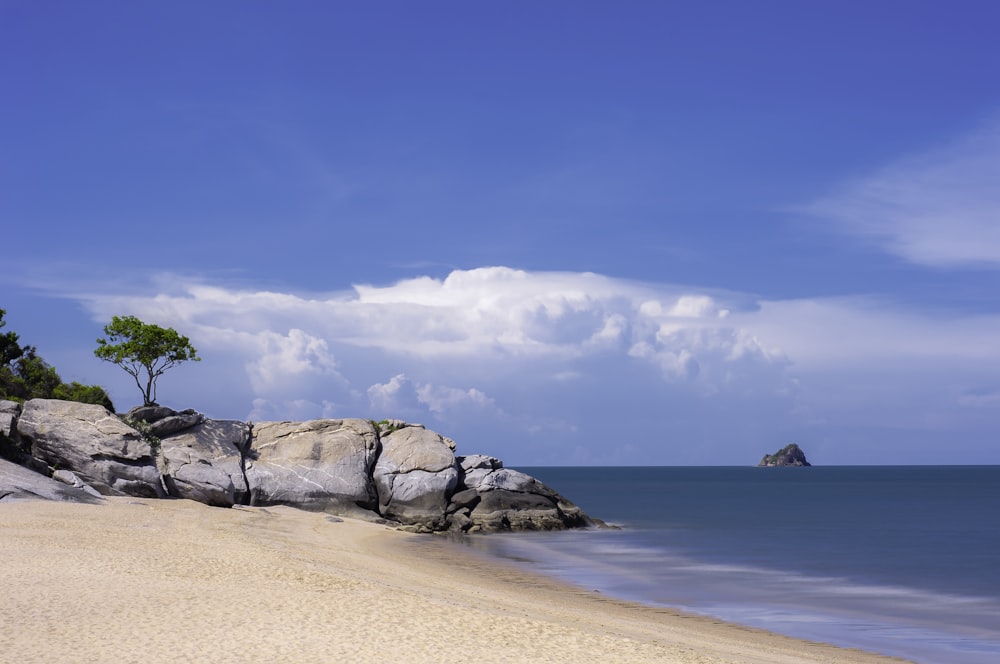 brown rock formation on beach during daytime