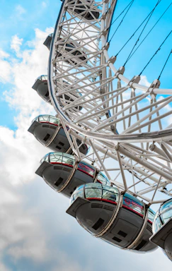 Roda Gigante London Eye  Com vistas panorâmicas da cidade. Idade ideal: Todas as idades; menores de 