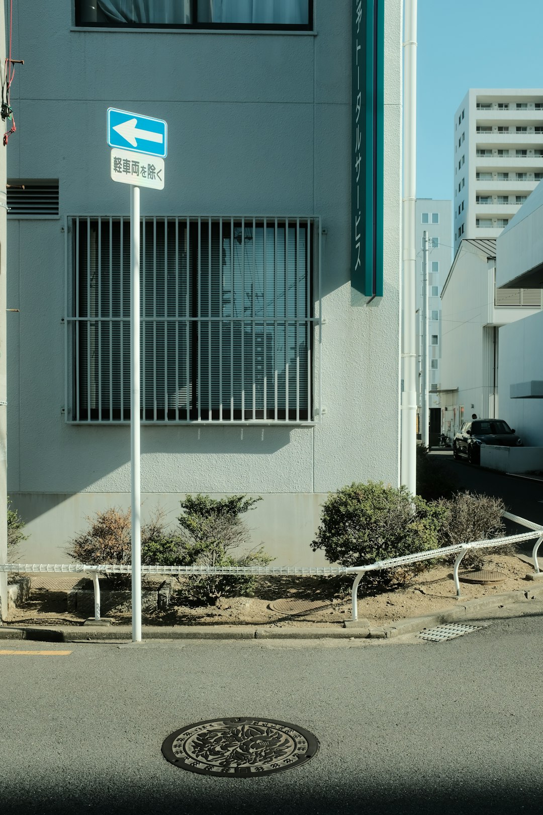 white and blue concrete building