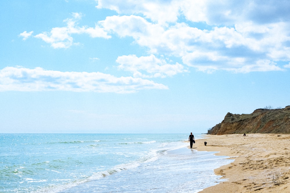 2 people walking on beach during daytime