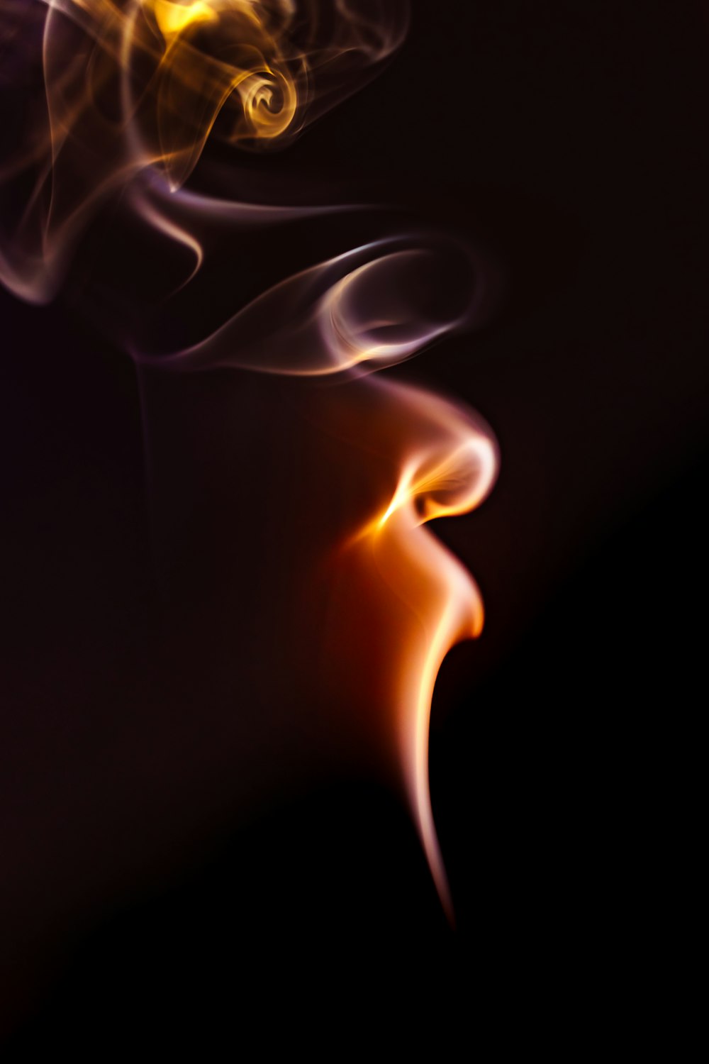 white smoke in black background