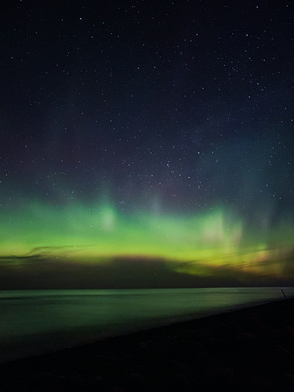 green and blue sky during night time