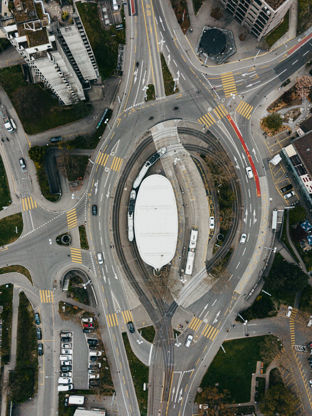 aerial view of city road during daytime