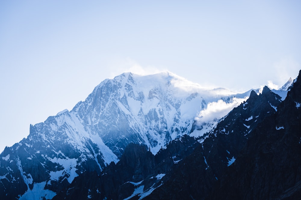 snow covered mountain during daytime