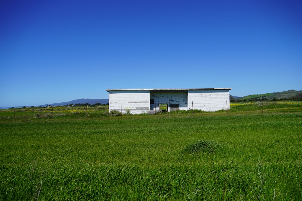 white and brown house on green grass field under blue sky during daytime