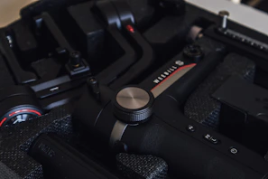 Gimbals carefully placed in protective foam trays, labeled part number GB-404, awaiting shipment.