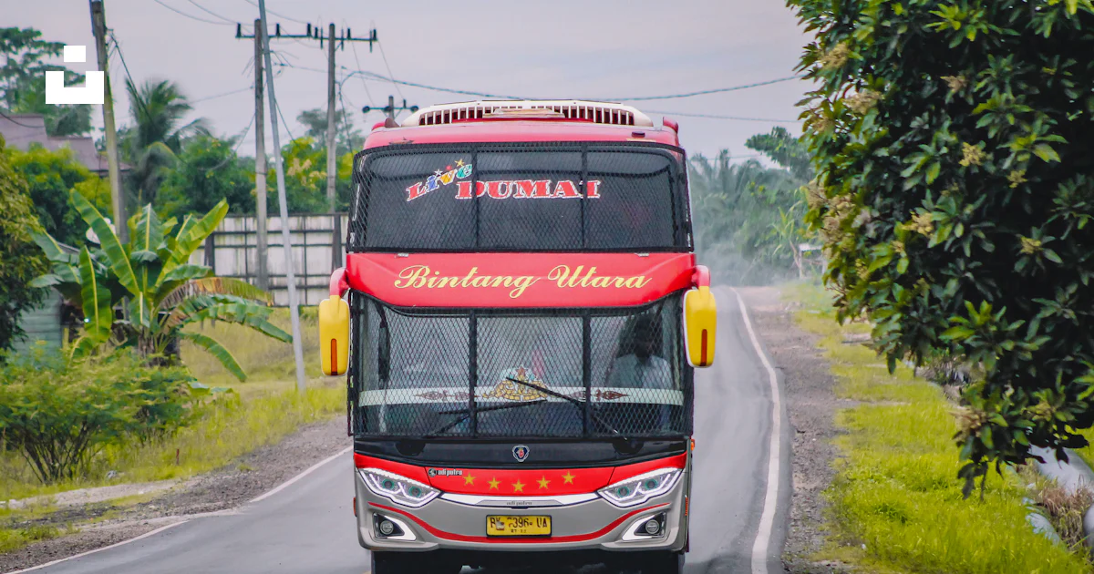 Red and black bus on road during daytime photo – Free Riau Image on ...
