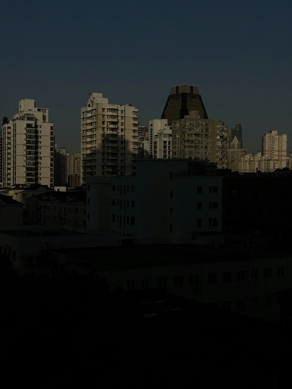 city skyline during night time