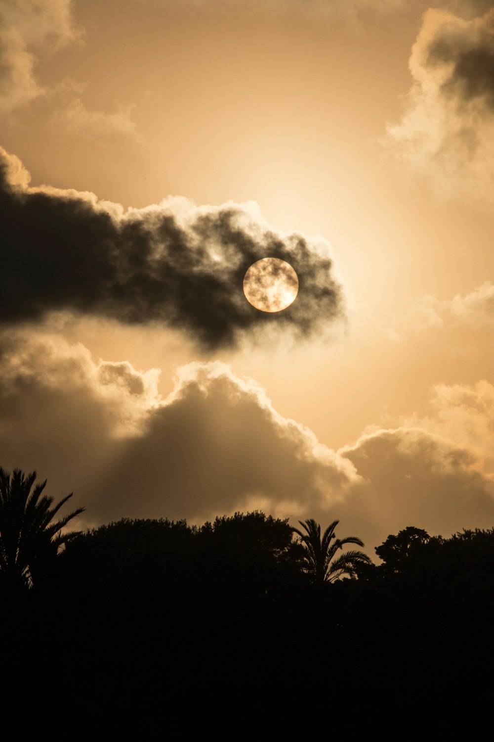 full moon over the clouds