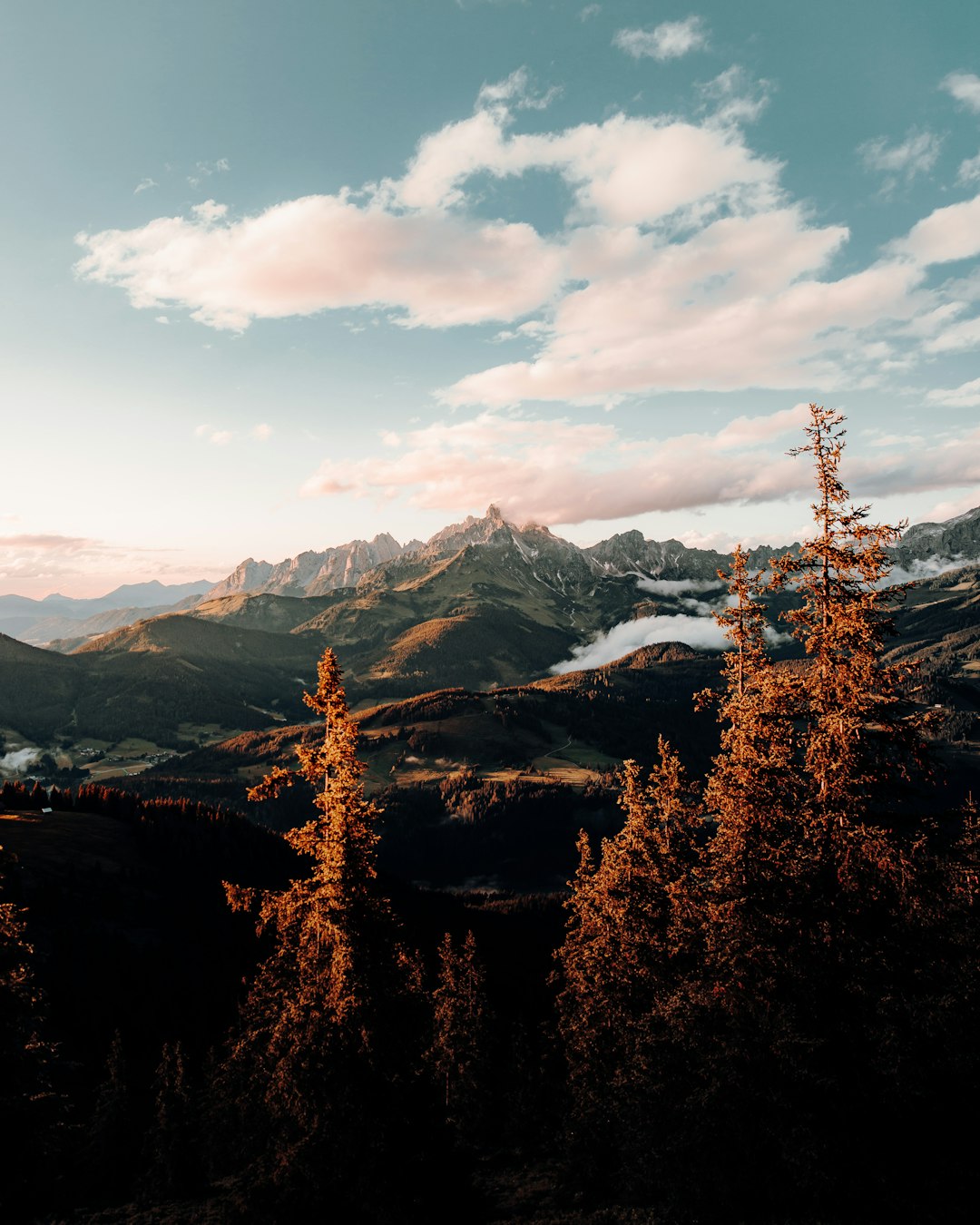 green trees near mountains under blue sky during daytime