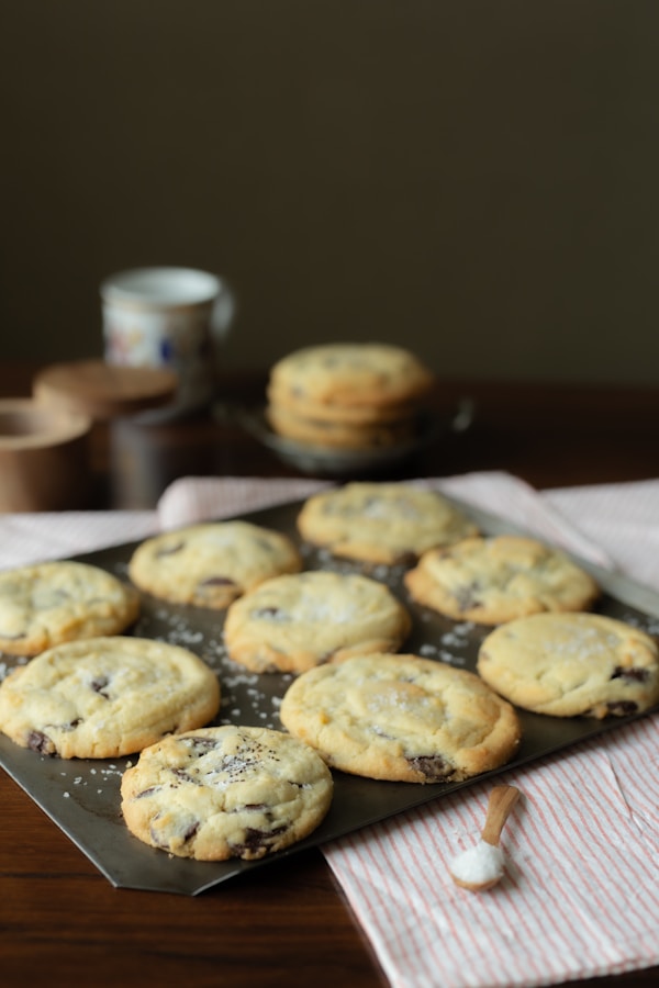 Brown cookies on white ceramic plate