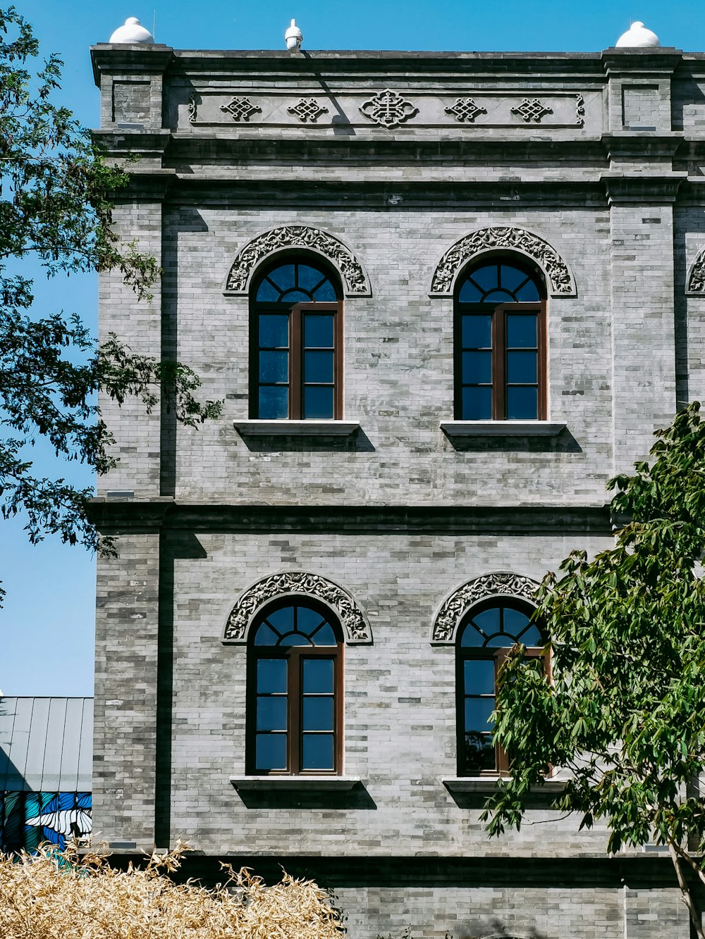 white and blue concrete building