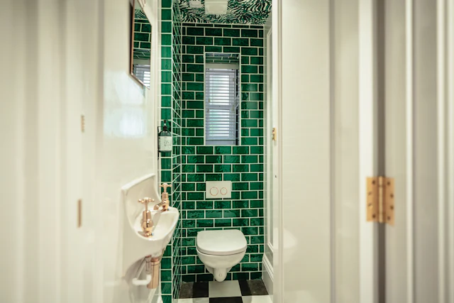 Green Tile WC — commercial washroom interior design