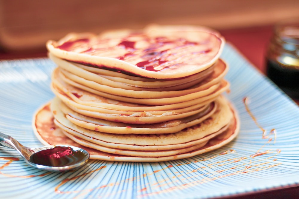 pancakes on white ceramic plate